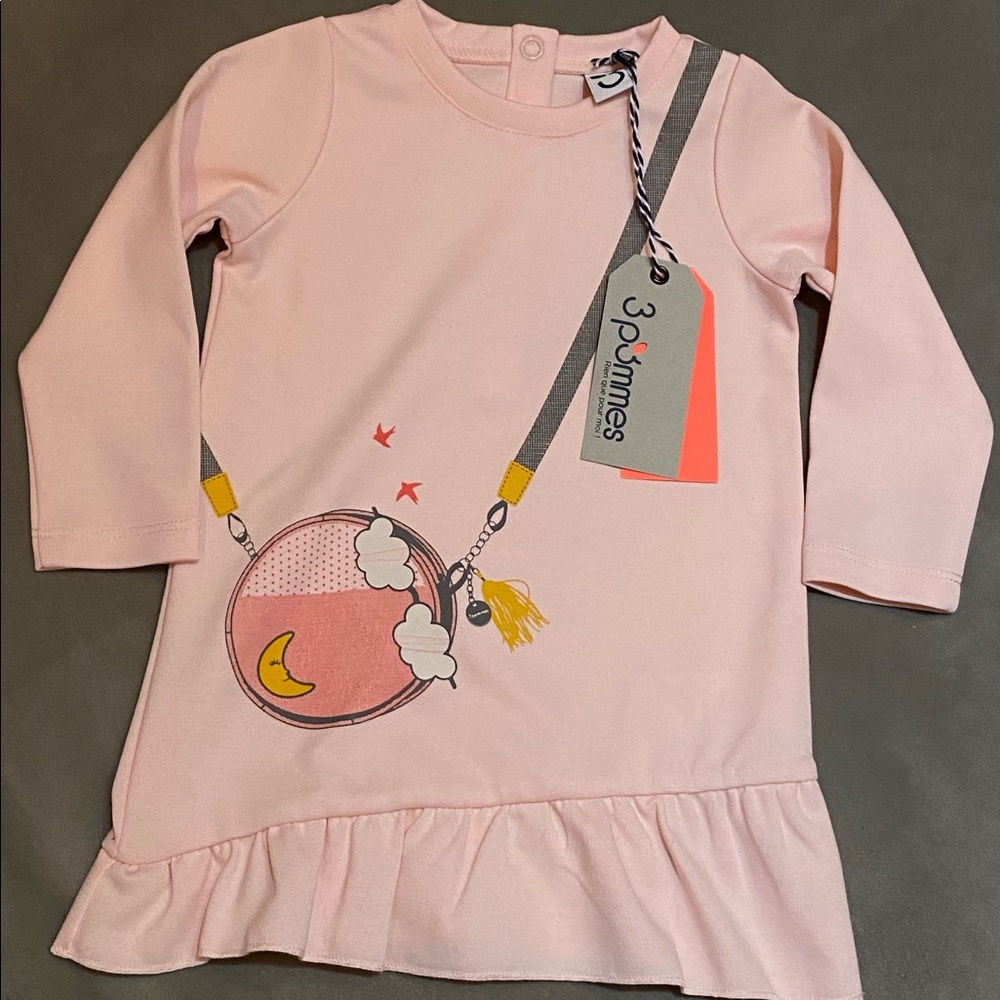 3Pommes 3 Pommes Baby Girl Pink Fashion Dress 3-6 Months Brand New Without Tags